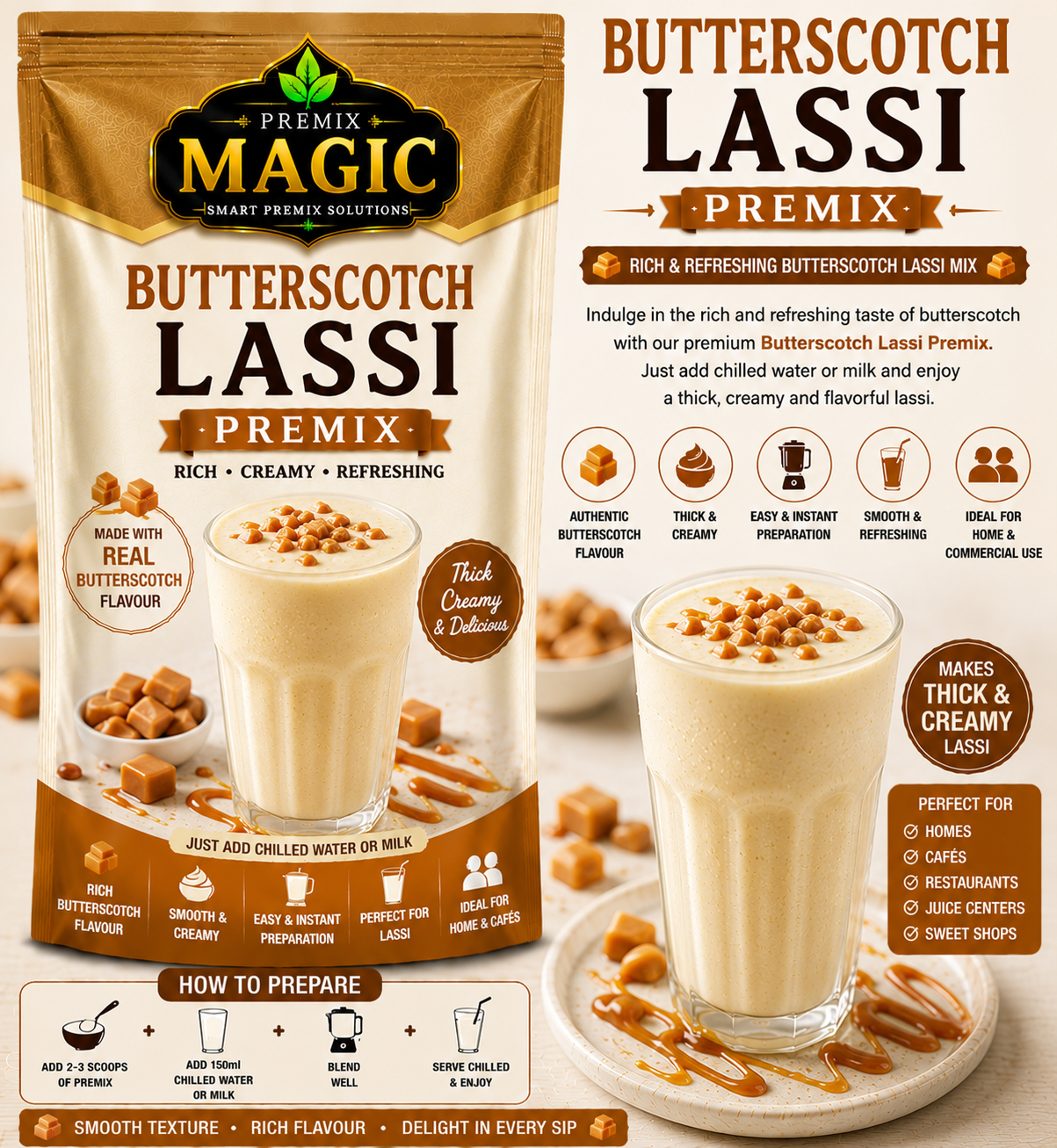 BUTTERSCOTCH LASSI PREMIX