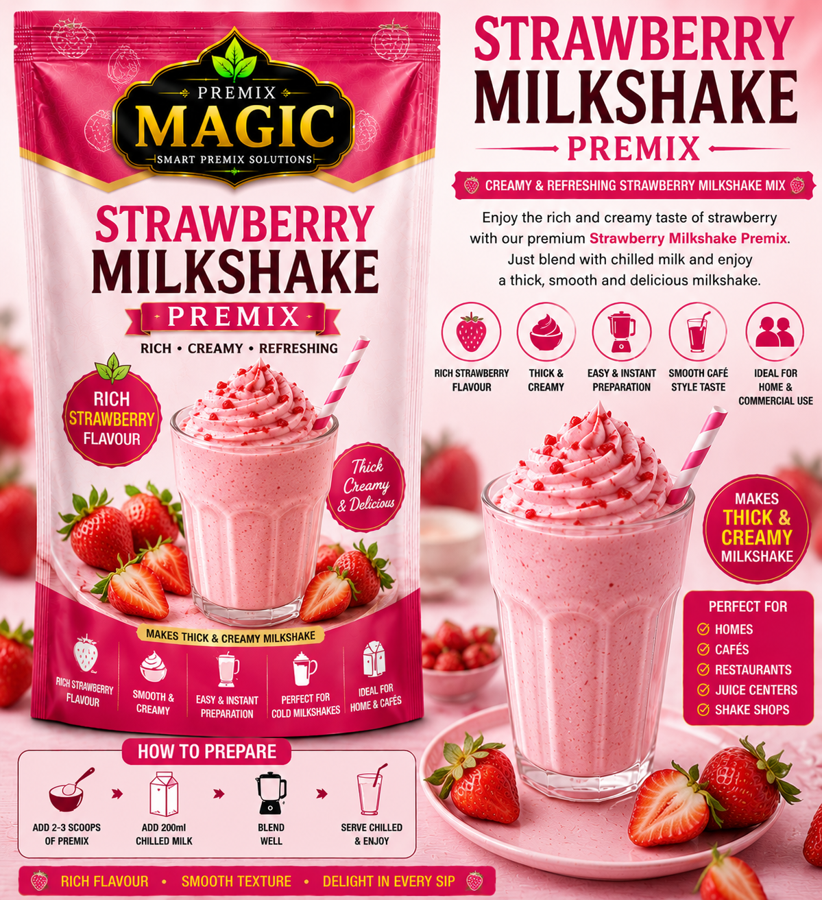 STRAWBERRY MILKSHAKE PREMIX