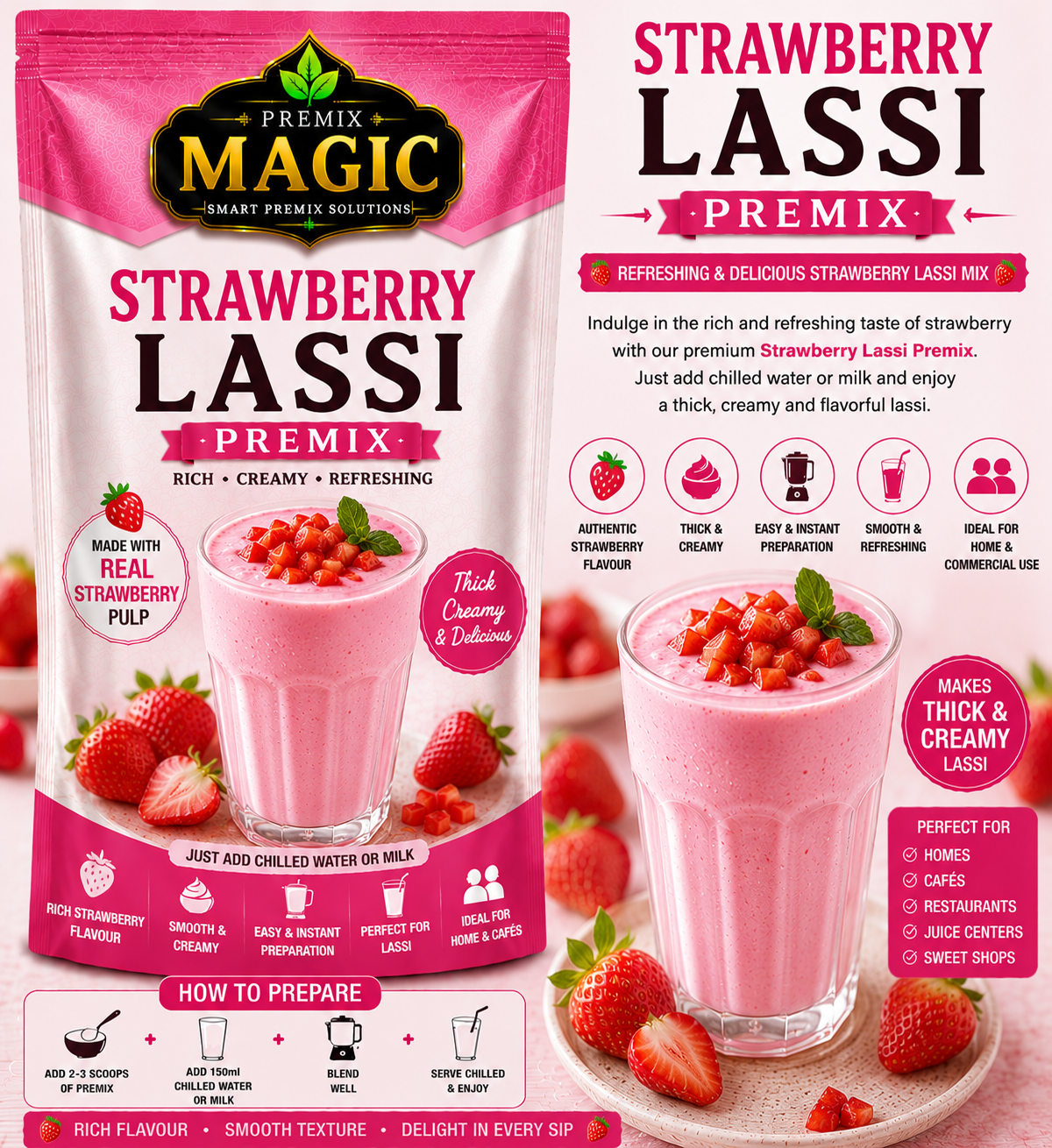 STRAWBERRY LASSI PREMIX